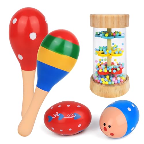 Hölzerne Baby Spielzeug, 5 Stück Mini hölzerne Maracas Eierschüttler und Regen-Stock Rasseln Musikspiel für Babys über 6 Monate, Shaker Sand Hammer Musikinstrument für 1+ Jahr alte Kleinkinder Hölzerne Baby Spielzeug, 5 Stück Mini hölzerne Maracas Eierschüttler und Regen-Stock Rasseln Musikspiel für Babys über 6 Monate, Shaker Sand Hammer Musikinstrument für 1+ Jahr alte Kleinkinder von Zendstanding