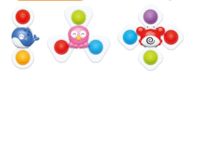 Saugnapf Spielzeug Baby, 3 Stück Baby Spielzeugs ab 3 Monate, Badewannenspielzeug Neugeborene-sensorisches Spinner-Spielzeug Reisen im Flugzeug Saugnapf Drehspielzeug (Ozean) von Zendstanding