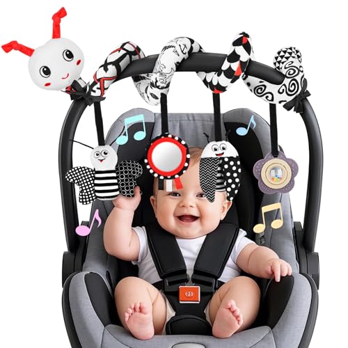 Zendstanding Kinderwagen Spielzeug - Aktualisierte Version Babyschale Spielzeug Baby Spielzeug 0-6 Monate Schwarz Weiß Kontrast Hängespielzeug Baby Spielzeug ab 3 Monate Neugeborenes Geschenke von Zendstanding
