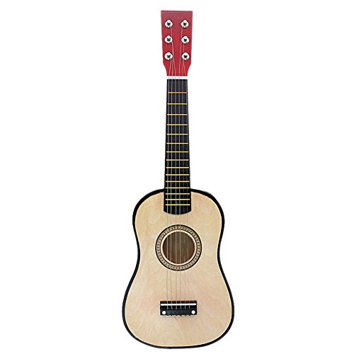 Zenithaur Kindergitarrenspielzeug, tragbare Gitarre für Kinder im Alter von 3 bis 6 Jahren, lustiges Musikinstrument für das Heimspiel (Holzfarbe) von ZenithAur