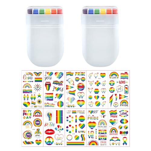 Regenbogenstifte Set mit 10pcs Pride Sticker,Perfekte Regenbogen schminke,Gay Pride Schminke,Regenbogen gesichtsfarbe für Dein CSD Pride Outfit Regenbogenstifte Set mit 10pcs Pride Sticker,Perfekte Regenbogen schminke,Gay Pride Schminke,Regenbogen gesichtsfarbe für Dein CSD Pride Outfit von ZenithFast