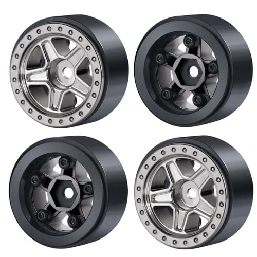 4pcs 1,0 -Zoll -Kunststoff -Beadlock -Rand Rand 5 Spokes Hub kompatibel mit 1 24 -Skala -RC -Crawler -Auto -Modell SCX24 90081 Teile(Titanium) von ZenithRide