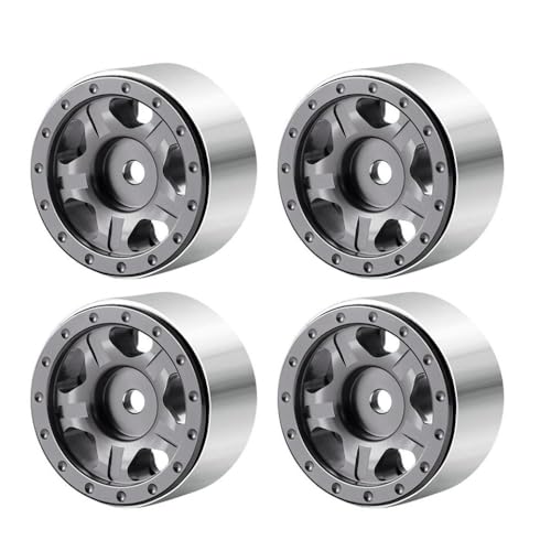 4pcs 1,0 Zoll Metall Beadlock Wheel Rims mit weichen Gummireifen 50 mm 54 mm kompatibel mit 1 24 -Skala -RC -Crawler -Autos wie SCX24 90081 Modellzubehör Teile(Titanium Wheel Rims) von ZenithRide