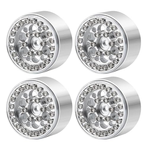 4pcs 1,0 Zoll Silber Metall Beadlock Wheel Wheel Felgen Hubs kompatibel mit 1 24 -Skala -RC -Automodellen wie SCX24 90081 AXI00001 AXI00002 und ähnliche Fahrzeuge außerhalb der Straße(Type 3) von ZenithRide