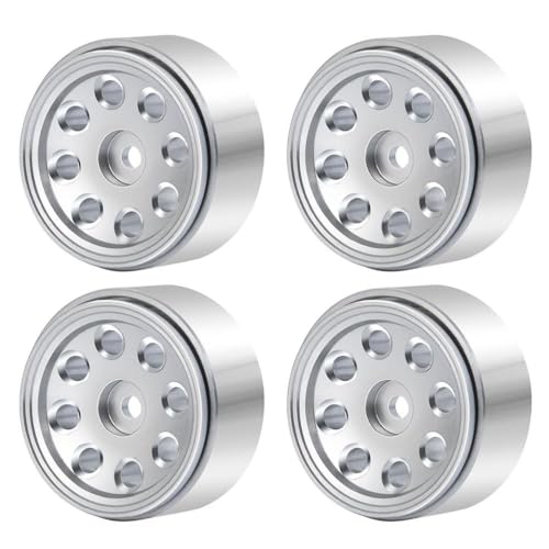 4pcs 1,0 Zoll Silber Metall Beadlock Wheel Wheel Felgen Hubs kompatibel mit 1 24 -Skala -RC -Automodellen wie SCX24 90081 AXI00001 AXI00002 und ähnliche Fahrzeuge außerhalb der Straße(Type 8) von ZenithRide