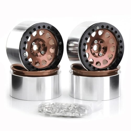 4pcs Metall 2,2 Zoll Beadlock Wheel Rim Hub kompatibel mit 1 10 -Skala -RC -Crawler -Automodellen wie Wraith RR10 RBX10(Brown) von ZenithRide