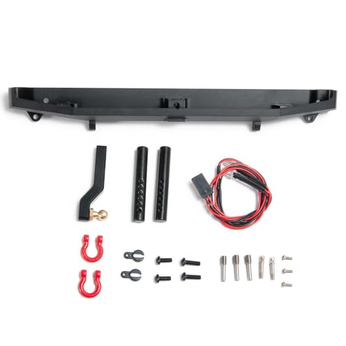 ZenithRide 1/10 RC Crawler Car Aluminium Heckstoßstange mit D-Ringen Anhängerhaken und LED-Lichtern Upgrade Teil kompatibel mit verschiedenen Modellen(Rear Bumper B) von ZenithRide