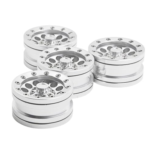 ZenithRide 1,9 Zoll 28 mm Dicker Metallkanzler -Waats -Rad Felgen -Hubs kompatibel mit 1/10 Skala RC Crawler Cars CC01 Modell Upgrade Ersatzteile(Silver 4PCS) von ZenithRide