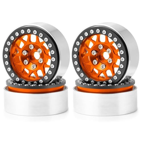 ZenithRide 1,9 -Zoll -Metall -Perldlock -Radfelgen mit 1 10 -Skala -RC -Crawler -Autos wie CC01 TF2 -Modelle kompatibel(Orange 4Pcs) von ZenithRide