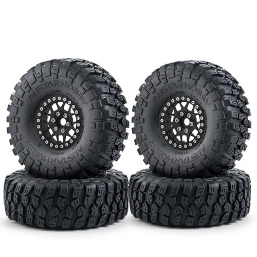 ZenithRide 1,9 -Zoll -Metall -Perldlock -Radfelgen mit 120 -mm -Gummireifen kompatibel mit 1 10 -Skala -RC -Crawler -Auto -Upgrade -Teilen(Black Set) von ZenithRide