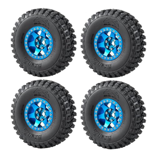 ZenithRide 1,9 -Zoll -Perldlock -Aluminium -Radränder mit 106 -mm -Gummireifen, die mit 1 10 -Skala -RC -Crawler -Autoteilen kompatibel sind(Blue Set) von ZenithRide