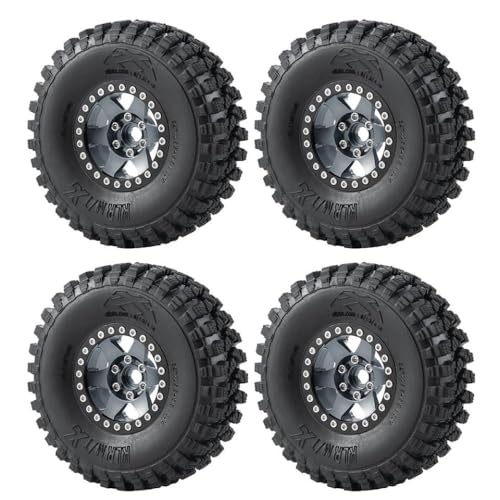 ZenithRide 1,9 -Zoll -Perldlock -Aluminium -Radränder mit 106 -mm -Gummireifen, die mit 1 10 -Skala -RC -Crawler -Autoteilen kompatibel sind(Titanium Set) von ZenithRide