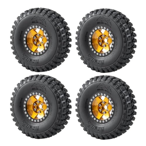 ZenithRide 1,9 -Zoll -Perldlock -Aluminium -Radränder mit 106 -mm -Gummireifen, die mit 1 10 -Skala -RC -Crawler -Autoteilen kompatibel sind(Yellow Set) von ZenithRide