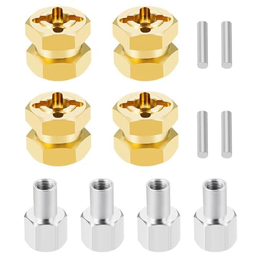 ZenithRide 12 15 17 20 25 mm Messingrad Hex erweiterte Adapter -Kombinierer -Koppler kompatibel mit 1 10 -Skala -RC -Crawler -Autos wie Modell II 90046(12mm Gold) von ZenithRide