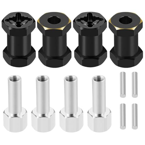ZenithRide 12 15 17 20 25 mm Messingrad Hex erweiterte Adapter -Kombinierer -Koppler kompatibel mit 1 10 -Skala -RC -Crawler -Autos wie Modell II 90046(20mm Black) von ZenithRide