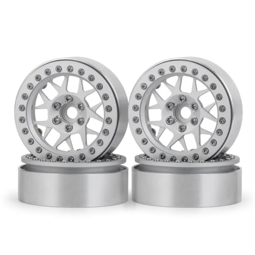 ZenithRide 2,2 Zoll Aluminium Beadlock Wheel Rims 25mm Hubs kompatibel mit 1 10 -Skala RC Rock Crawler Car Model Teile für Wraith -Stil Fahrzeuge(Silver 4Pcs) von ZenithRide