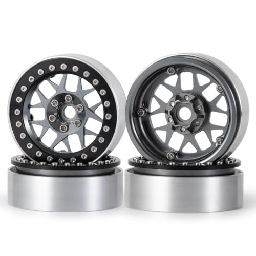 ZenithRide 2,2 Zoll Aluminium Beadlock Wheel Rims 25mm Hubs kompatibel mit 1 10 -Skala RC Rock Crawler Car Model Teile für Wraith -Stil Fahrzeuge(Titanium Black 4Pcs) von ZenithRide