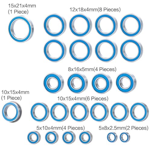 ZenithRide 26pcs Metall Wheel Wheel Hub Achse versiegeltes Lagerkit kompatibel mit 1 10 Skala RC Cars Model Upgrade Teile Anpassungen Ausgestoßener 4S -Style -Fahrzeuge von ZenithRide