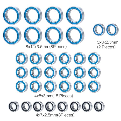ZenithRide 36pcs Gummi -Rad -Hub -Achs -Lager -Kit -Kit kompatibel mit 1 16 -Skala -RC -Automodellen Upgrade Ersatzteile von ZenithRide