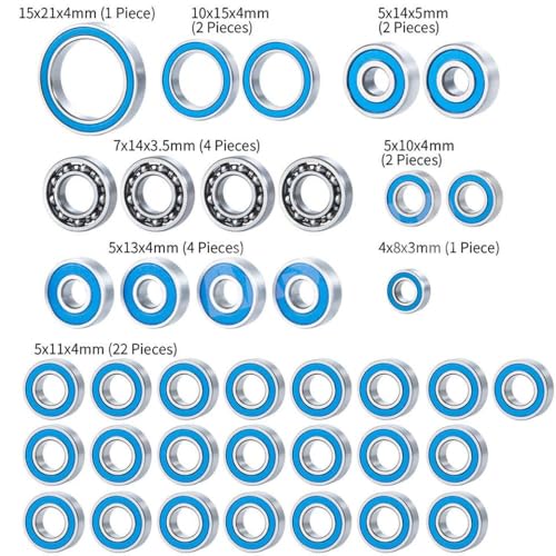 ZenithRide 38pcs Wheel -Hub -Lager -Kit mit 1 10 Skala RC Crawler Car Fits III AXI03007 Modellersatzteile kompatibel von ZenithRide
