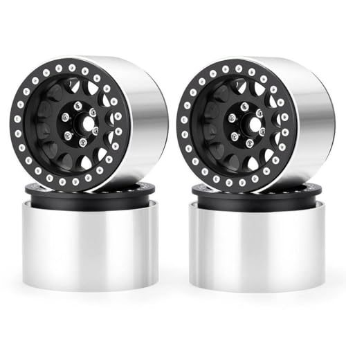 ZenithRide 45 mm 2,2 Zoll Aluminium Beadlock Wheel Wheel Felgen Hubs, die mit 1 10 -Skala -RC -Autos wie RBX10 AXI03005 Wraith 90048 RR10 und ähnlichen Modellen kompatibel sind(Black 4Pcs) von ZenithRide