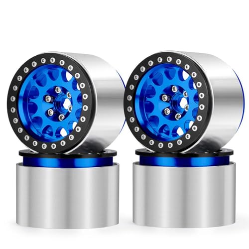 ZenithRide 45 mm 2,2 Zoll Aluminium Beadlock Wheel Wheel Felgen Hubs, die mit 1 10 -Skala -RC -Autos wie RBX10 AXI03005 Wraith 90048 RR10 und ähnlichen Modellen kompatibel sind(Blue 4Pcs) von ZenithRide