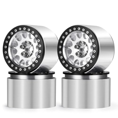 ZenithRide 45 mm 2,2 Zoll Aluminium Beadlock Wheel Wheel Felgen Hubs, die mit 1 10 -Skala -RC -Autos wie RBX10 AXI03005 Wraith 90048 RR10 und ähnlichen Modellen kompatibel sind(Silver 4Pcs) von ZenithRide