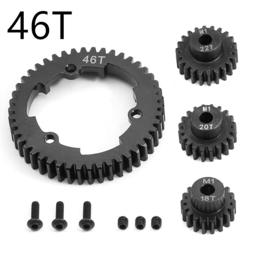 ZenithRide 46T 50T 52T 54T Stahlsporngetriebe mit M1 18T 20T 22T Pinion Gear 6447 6449 kompatibel mit 1/5 1/10 2.0 RC -Cars und VXL MAXX -Modellen(46T) von ZenithRide