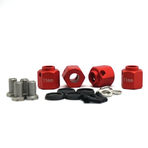 ZenithRide 4PCS 6 8 9 10 11 12 mm Dicke -Rad -Hex -Adapter -Adapter kompatibel mit 1 10 Skala RC Crawler Car Upgrade -Teilen für Verschiedene Modelle(11mm Red) von ZenithRide