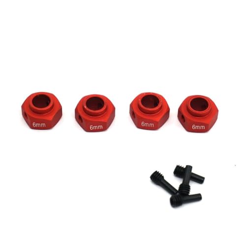 ZenithRide 4PCS 6 8 9 10 11 12 mm Dicke -Rad -Hex -Adapter -Adapter kompatibel mit 1 10 Skala RC Crawler Car Upgrade -Teilen für Verschiedene Modelle(6mm Red) von ZenithRide