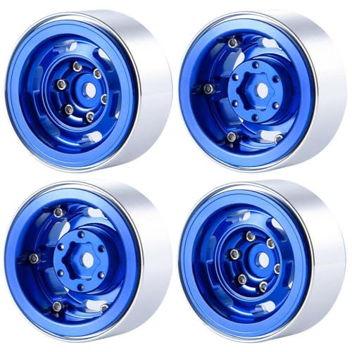 ZenithRide 4pcs 1,0 -Zoll -Aluminium -Beadlock -Radfelgen mit 1/18 1/24 RC -Automodelle skalieren Teile für SCX24 und ähnliche Off -Straßenfahrzeuge(Type 2 Blue) von ZenithRide