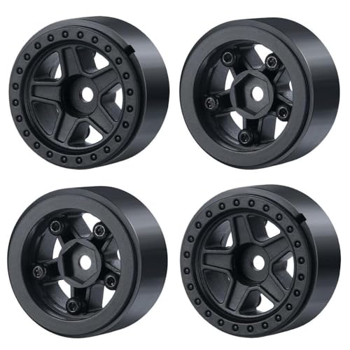 ZenithRide 4pcs 1,0 -Zoll -Kunststoff -Beadlock -Rand Rand 5 Spokes Hub kompatibel mit 1 24 -Skala -RC -Crawler -Auto -Modell SCX24 90081 Teile(Black) von ZenithRide