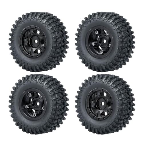 ZenithRide 4pcs 1,0 Zoll Metall Beadlock Wheel Rims mit weichen Gummireifen 50 mm 54 mm kompatibel mit 1 24 -Skala -RC -Crawler -Autos wie SCX24 90081 Modellzubehör Teile(50mm Black Set-A) von ZenithRide