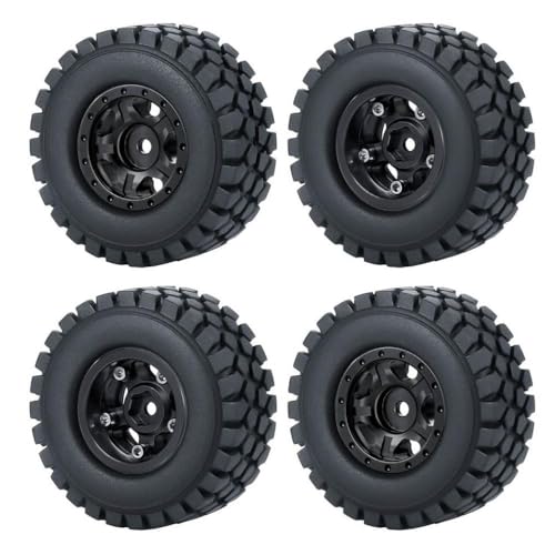 ZenithRide 4pcs 1,0 Zoll Metall Beadlock Wheel Rims mit weichen Gummireifen 50 mm 54 mm kompatibel mit 1 24 -Skala -RC -Crawler -Autos wie SCX24 90081 Modellzubehör Teile(50mm Black Set-B) von ZenithRide