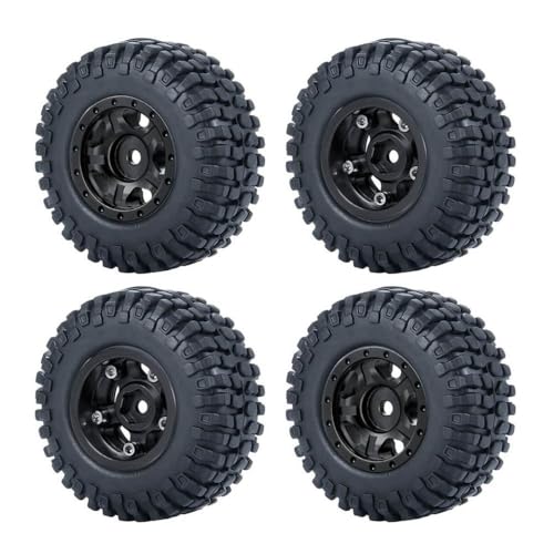 ZenithRide 4pcs 1,0 Zoll Metall Beadlock Wheel Rims mit weichen Gummireifen 50 mm 54 mm kompatibel mit 1 24 -Skala -RC -Crawler -Autos wie SCX24 90081 Modellzubehör Teile(50mm Black Set-C) von ZenithRide