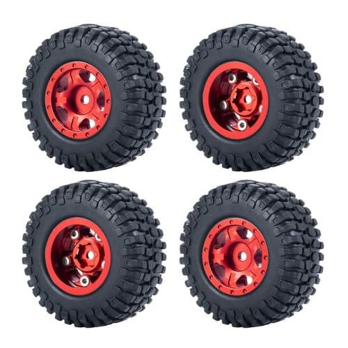 ZenithRide 4pcs 1,0 Zoll Metall Beadlock Wheel Rims mit weichen Gummireifen 50 mm 54 mm kompatibel mit 1 24 -Skala -RC -Crawler -Autos wie SCX24 90081 Modellzubehör Teile(50mm Red Set-C) von ZenithRide