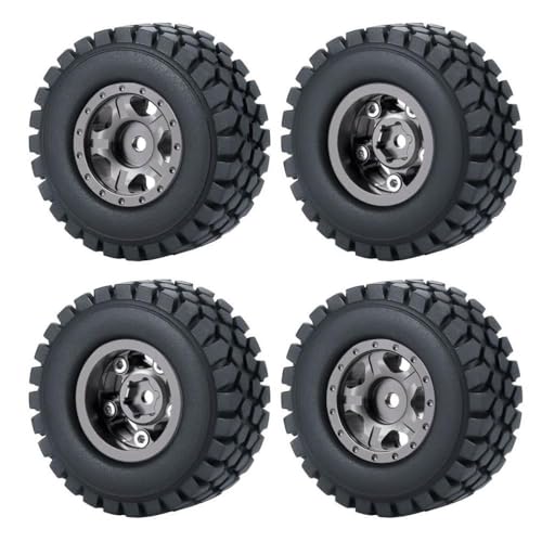 ZenithRide 4pcs 1,0 Zoll Metall Beadlock Wheel Rims mit weichen Gummireifen 50 mm 54 mm kompatibel mit 1 24 -Skala -RC -Crawler -Autos wie SCX24 90081 Modellzubehör Teile(50mm Titanium Set-B) von ZenithRide