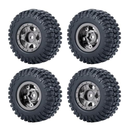 ZenithRide 4pcs 1,0 Zoll Metall Beadlock Wheel Rims mit weichen Gummireifen 50 mm 54 mm kompatibel mit 1 24 -Skala -RC -Crawler -Autos wie SCX24 90081 Modellzubehör Teile(50mm Titanium Set-C) von ZenithRide