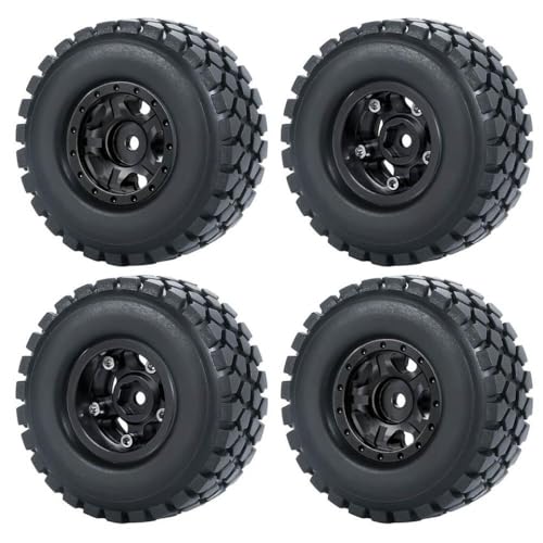 ZenithRide 4pcs 1,0 Zoll Metall Beadlock Wheel Rims mit weichen Gummireifen 50 mm 54 mm kompatibel mit 1 24 -Skala -RC -Crawler -Autos wie SCX24 90081 Modellzubehör Teile(54mm Black Set-B) von ZenithRide