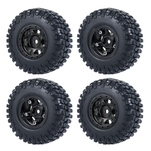 ZenithRide 4pcs 1,0 Zoll Metall Beadlock Wheel Rims mit weichen Gummireifen 50 mm 54 mm kompatibel mit 1 24 -Skala -RC -Crawler -Autos wie SCX24 90081 Modellzubehör Teile(54mm Black Set-C) von ZenithRide