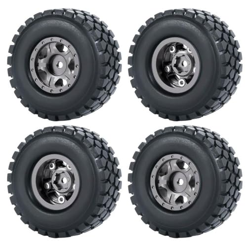ZenithRide 4pcs 1,0 Zoll Metall Beadlock Wheel Rims mit weichen Gummireifen 50 mm 54 mm kompatibel mit 1 24 -Skala -RC -Crawler -Autos wie SCX24 90081 Modellzubehör Teile(54mm Titanium Set-B) von ZenithRide