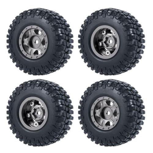 ZenithRide 4pcs 1,0 Zoll Metall Beadlock Wheel Rims mit weichen Gummireifen 50 mm 54 mm kompatibel mit 1 24 -Skala -RC -Crawler -Autos wie SCX24 90081 Modellzubehör Teile(54mm Titanium Set-C) von ZenithRide