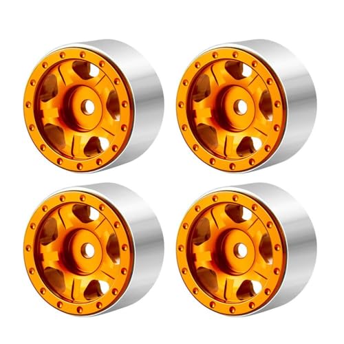 ZenithRide 4pcs 1,0 Zoll Metall Beadlock Wheel Rims mit weichen Gummireifen 50 mm 54 mm kompatibel mit 1 24 -Skala -RC -Crawler -Autos wie SCX24 90081 Modellzubehör Teile(Oange Wheel Rims) von ZenithRide