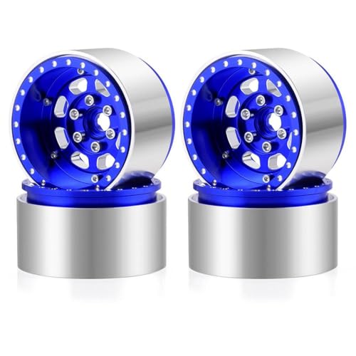 ZenithRide 4pcs 32 mm 1,9 Zoll Aluminium Beadlock Wheel Rims kompatibel mit 1 10 -Skala RC Crawler Car Upgrade -Teilen für Wraith -Modelle(Blue) von ZenithRide