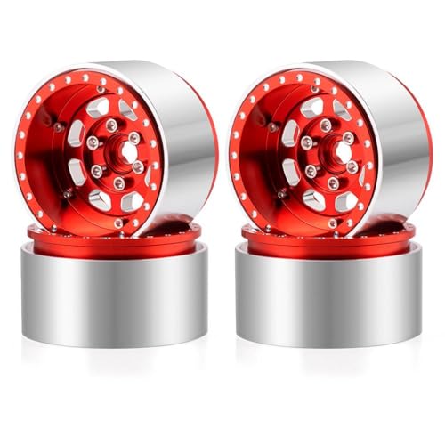 ZenithRide 4pcs 32 mm 1,9 Zoll Aluminium Beadlock Wheel Rims kompatibel mit 1 10 -Skala RC Crawler Car Upgrade -Teilen für Wraith -Modelle(Red) von ZenithRide
