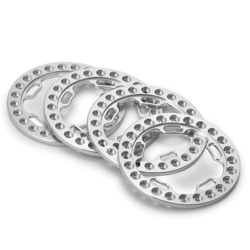 ZenithRide 4pcs 52mm OD Aluminium Beadlock Ring kompatibel mit 1 10 -Skala -RC -Crawler -Auto für 1,9 -Zoll -Radstoffe Ersatzteile(Bright Silver) von ZenithRide