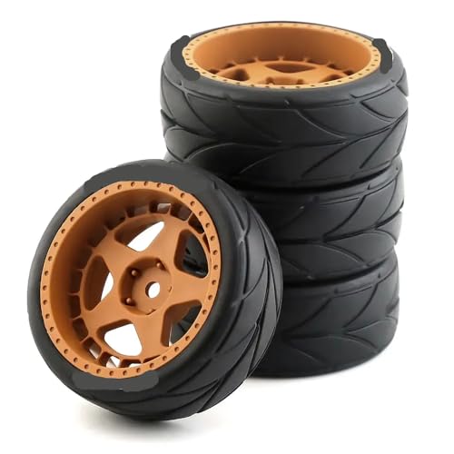 ZenithRide 4pcs 65-mm-Gummireifenräder mit 12-mm-Hex-Hubs, die mit 1 10-Skala-RC-Cars wie TT01 TT01E TT02 TT02B XV01 TA06 PTG-2 und ähnlichen Modellen kompatibel sind(Type A Yellow) von ZenithRide