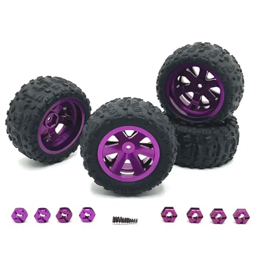 ZenithRide 4pcs 86mm Metallrad Rand Reifenset Set kompatibel mit 144001 124019 A959 16101 14209 16207 Q130A RC -Auto -Modelle Ersatzteile Upgrade Teile(Purple) von ZenithRide