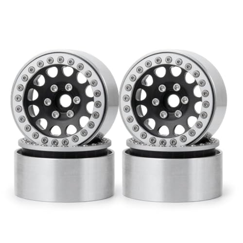 ZenithRide 4pcs Aluminium 1,9 Zoll 30 mm Peradlock Räder Felgen Hubs kompatibel mit 1 10 Skala RC Crawler Car Off Road Fahrzeugteile(No.24 Black Silver) von ZenithRide