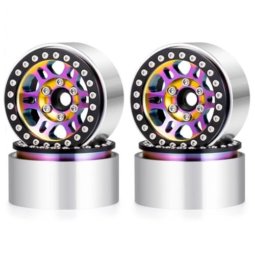 ZenithRide 4pcs Aluminium 1,9 Zoll 30 mm Peradlock Räder Felgen Hubs kompatibel mit 1 10 Skala RC Crawler Car Off Road Fahrzeugteile(No.72 Colorful) von ZenithRide